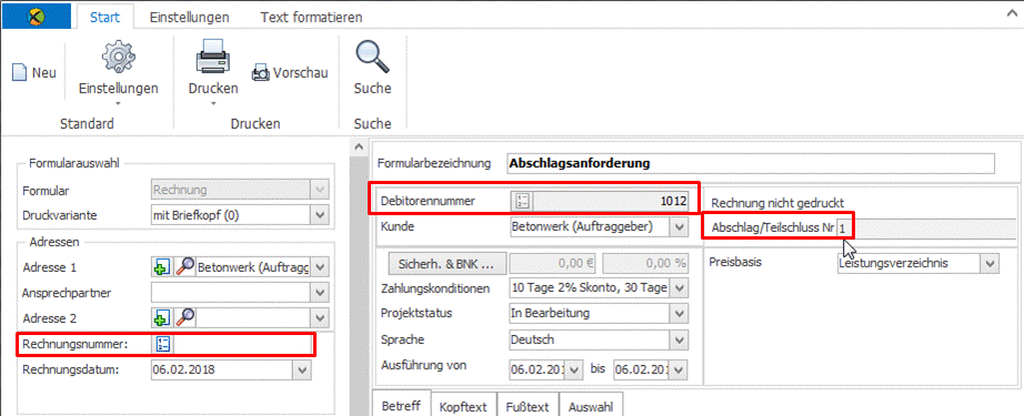 abschlag druck