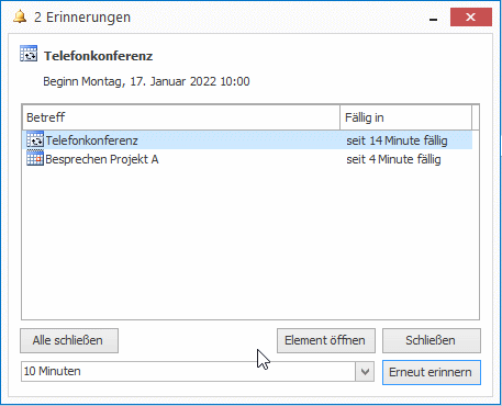 Erinnerungsfenster